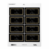 Label Cadeau Sticker Gouden Rand op Zwart (Full Sheet)