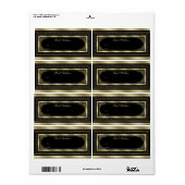 Label Cadeaubijslage Brokaat Zwart Goud (Full Sheet)