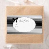 Label Cadeaubijslage Elegante Zwarte Witte Streep  (Insitu)