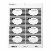 Label Cadeaubijslage Elegante Zwarte Witte Streep  (Full Sheet)