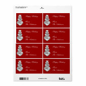 Label Cadeausticker Zilveren Harten op Rood (Full Sheet)