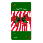 Label Christmas Gift Label Wild Rood Wit Groen Bow<br><div class="desc">Label Christmas Gift Label Wild Rood Wit Groen Bow</div>