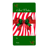 Label Christmas Gift Label Wild Rood Wit Groen Bow (Voorkant)