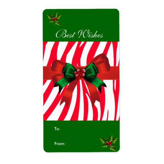 Label Christmas Gift Label Wild Rood Wit Groen Bow (Voorkant)