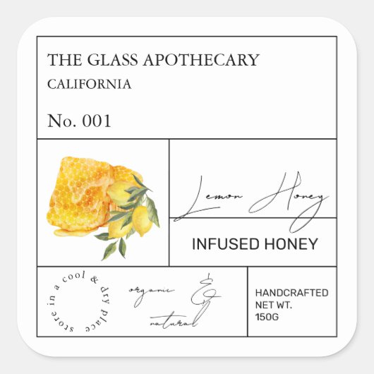 Label Citroen-Infuus Honing Apotheek (Voorkant)