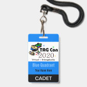 LABEL CON 2020 - Blauw kwadrant - Cadet Badge (Voorzijde met lanyard)