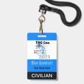 LABEL CON 2021 - Blauw kwadrant - Burgerbadge Badge (Voorzijde met lanyard)