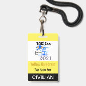 LABEL CON 2021 - Geel kwadrant - Burgerbadge Badge (Voorzijde met lanyard)