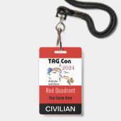 LABEL CON 2024 - Rood kwadrant - Burgerbadge Badge (Voorzijde met lanyard)