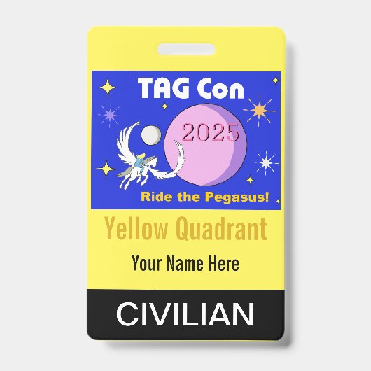 LABEL CON 2025 - Geel Kwadrant - Burgerbadge Badge (Front)
