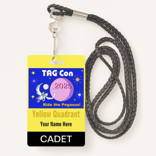 LABEL CON 2025 - Geel Kwadrant - Cadet Badge (Achterkant met draagriem)