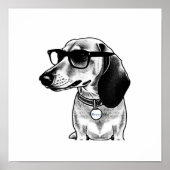 Label Cute Dachshund met Glasses Poste Poster (Voorkant)