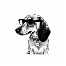  Label Cute Dachshund met Glasses Poste