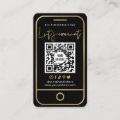 Label - Dell Social Media Black & Gold QR-Visiteka (Voorkant)