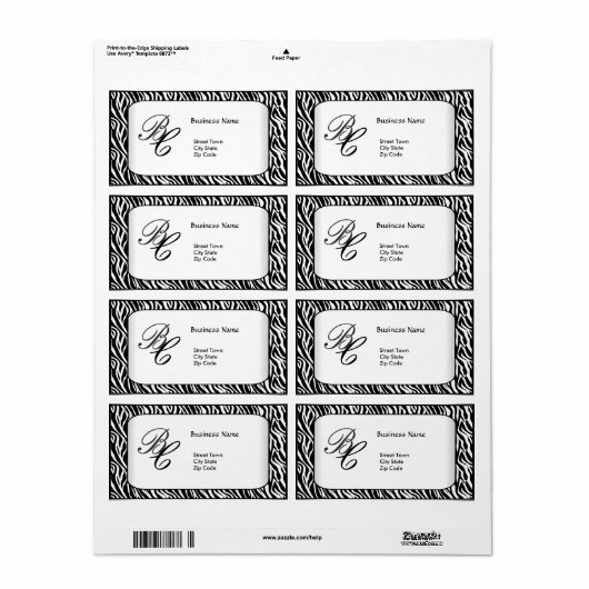 Label Elegant Zwart Zebra Wit Elite (Full Sheet)
