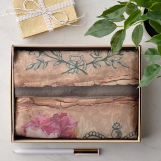  label en illustraties Shabby Chic Tissuepapier (Geschenk)