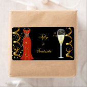 Label Fantastische Rode Jurk Zwart Goud (Insitu)