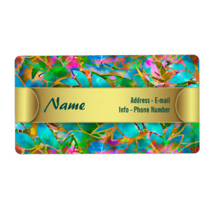 Label Floral Abstract Glas in lood