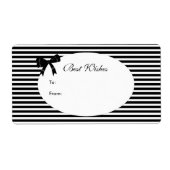 Label Gift Label Elegant Zwart Wit Streep Bow (Voorkant)