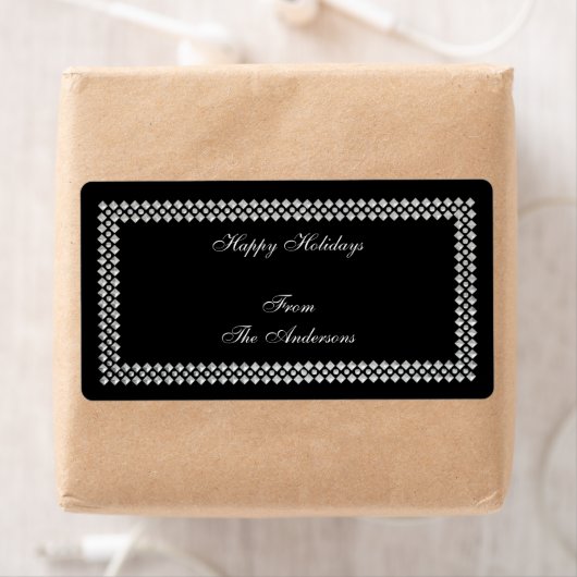 Label Gift Sticker Silver Trim op zwart (Insitu)