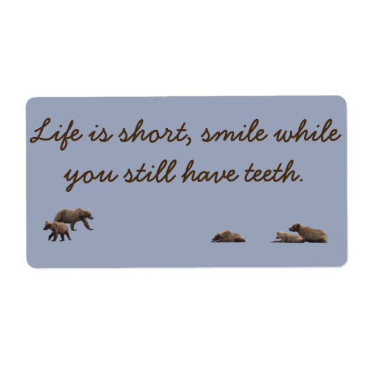 label grizzy beren en een gezegde (Voorkant)