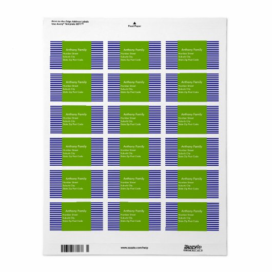 Label Groen & Navy Witte Streep (Full Sheet)