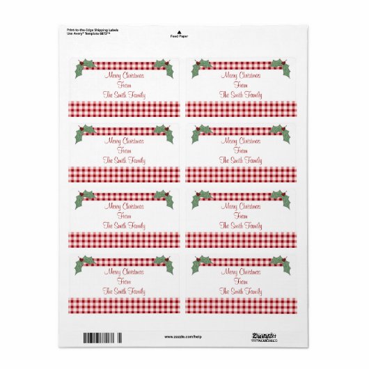 Label Holly en Gingham (Full Sheet)
