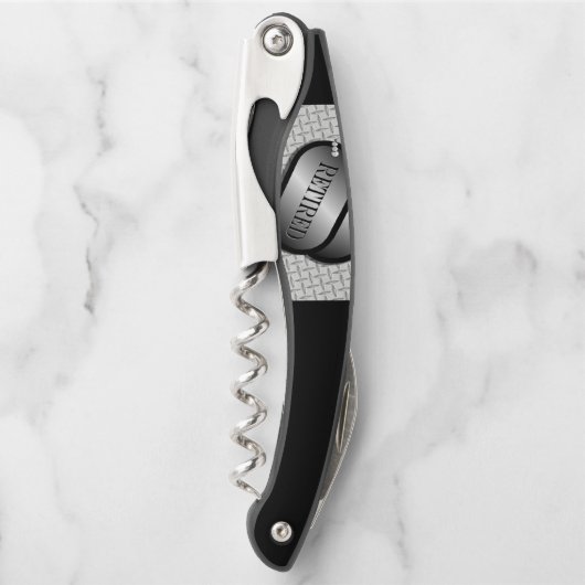 Label in ruste hond kurkentrekker (Voorkant)