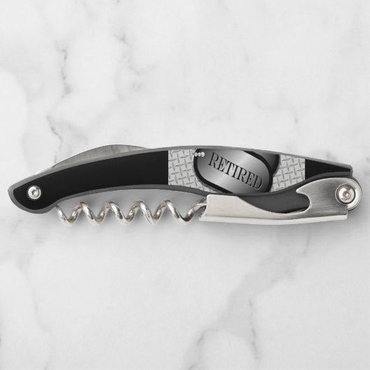 Label in ruste hond kurkentrekker (Achterkant)