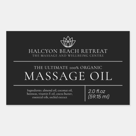 Label ingrediënten schoonheidsmassageolie zwart pr (Voorkant)