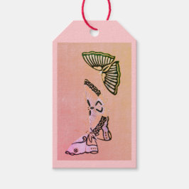 Label JAPANESE BUTTERFLIES IN PINK Cadeaulabel