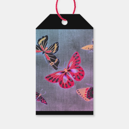 Label JAPANESE BUTTERFLIES OP ZWART Cadeaulabel (Voorkant)