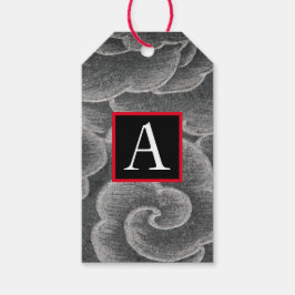 Label JAPANS CLOUD PATROON CUSTOM INITIAAL Cadeaulabel