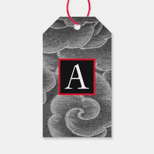 Label JAPANS CLOUD PATROON CUSTOM INITIAAL Cadeaulabel (Voorkant)