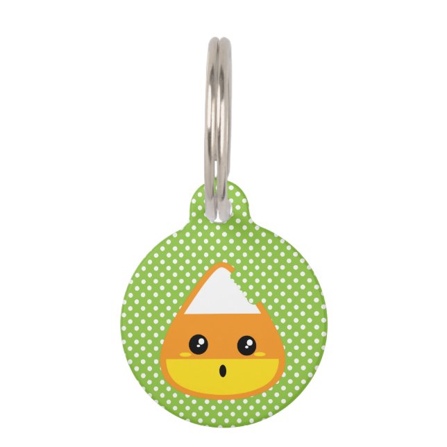 Label Kawaii Candy Corn Dog Huisdierpenning (Voorkant)
