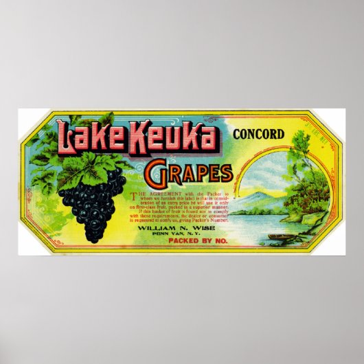 Label Keuka-concord-druiven Poster (Voorkant)