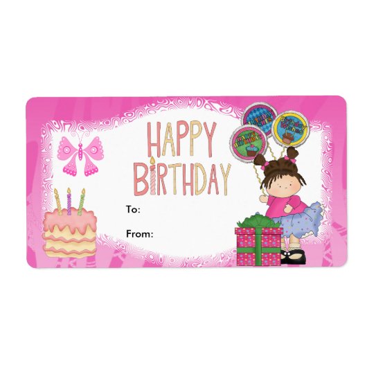 Label Kids Cadeaubijslage Verjaardag Roze (Voorkant)