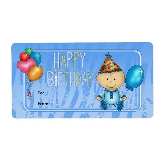 Label Kids Cadeautag Verjaardag Blauw (Voorkant)