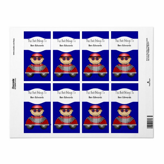 Label Kinder Boekenetiketten Stickers Auto (Full Sheet)