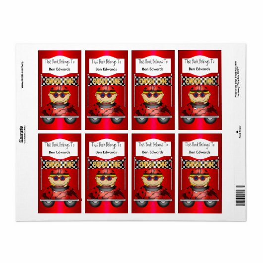 Label Kinder Boekenetiketten Stickers Auto (Full Sheet)