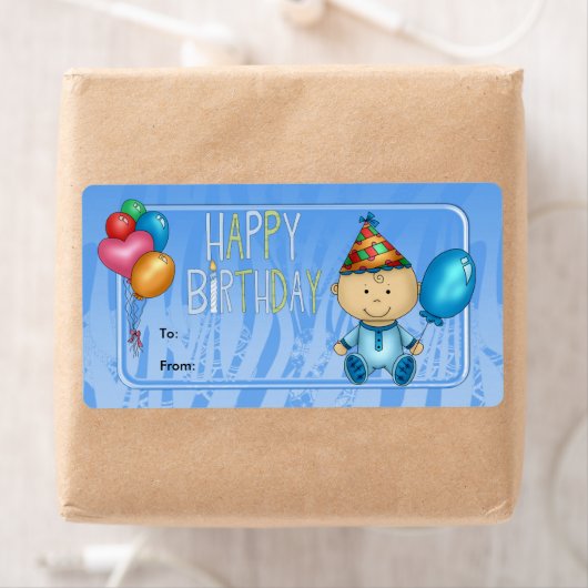 Label Kinder Gift Label Verjaardag Blauw (Insitu)