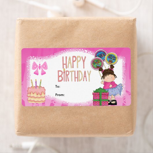 Label Kinder Gift Label Verjaardag Roze (Insitu)