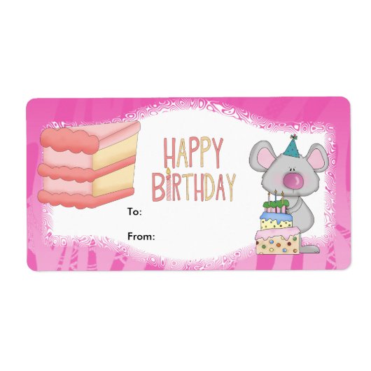 Label Kinderen Cadeaubijlage Verjaardag Roze (Voorkant)