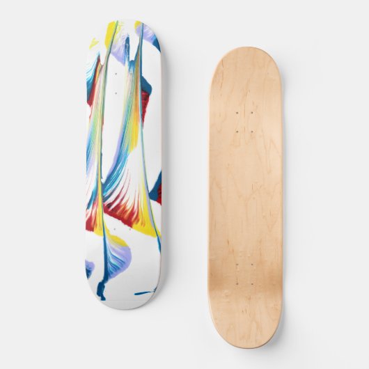 Label langs 2 gevederde Abstracte skateboard deck (Voorkant)
