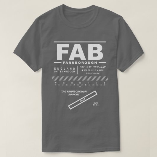 LABEL Londen Farnborough Airport FAB T-shirt (Design voorkant)