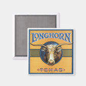  label Longhorn Steer Texas Koelkast Magnet (Voorkant / Achterkant)
