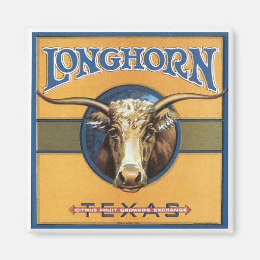  label Longhorn Steer Texas Koelkast Magnet (Voorkant)