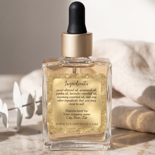 Label luxe goud glinster ingrediënten