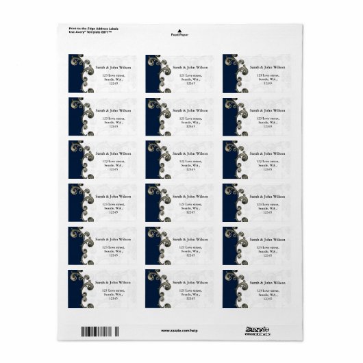 label " marineblauw " retouradres (Full Sheet)