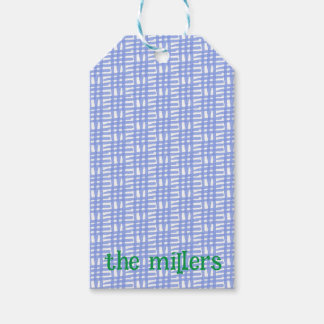 Label met blauw patroon cadeaulabel